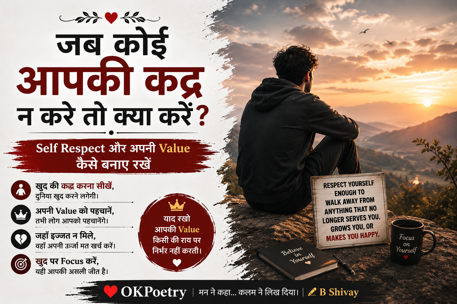 जब कोई आपकी कद्र न करे तो क्या करें – Self Respect और अपनी Value कैसे बनाए रखें | OKPoetry